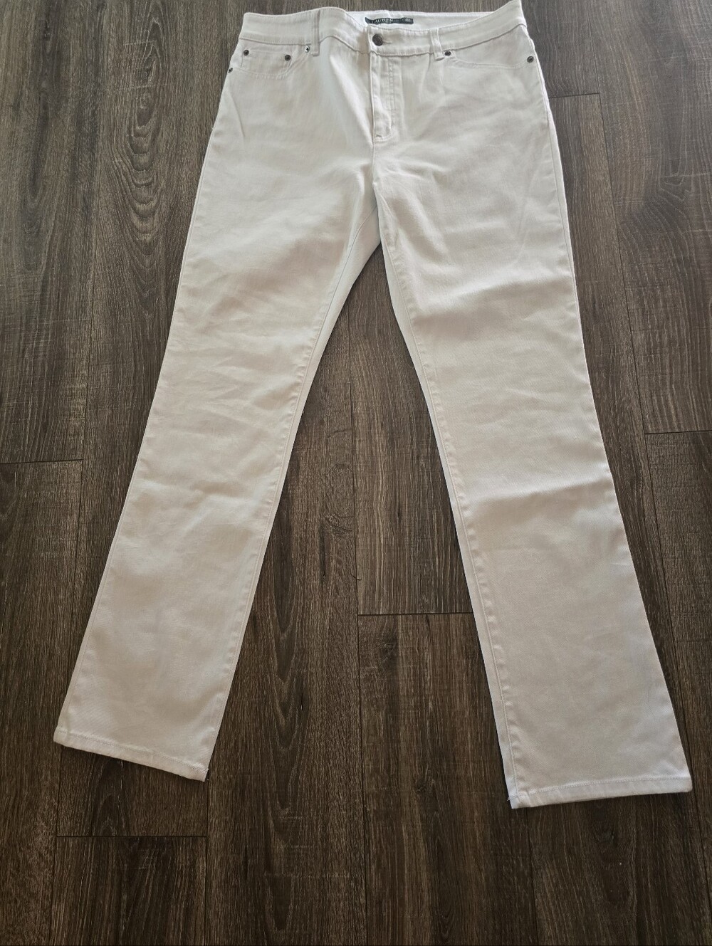 NWtT Ralph Lauren White Straight-Leg Premiete Jeans, Size 14 - Picture 2 of 7